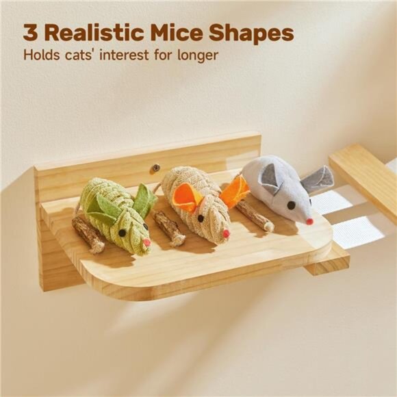 Cat Toys: 3pcs Squeak Mice Interactive Catnip Silvervine Animals - Picture 6 of 7